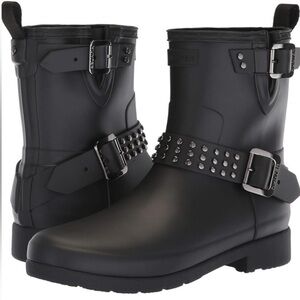 Hunter Black Refined Studded Rain Boots